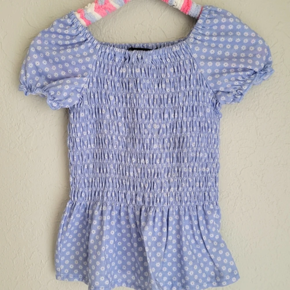 Xtraordinary Shirred Toddler Shirt. Light Blue. - Picture 1 of 4